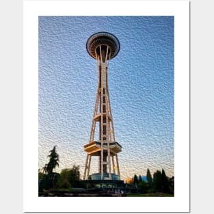 Space Needle (digital oil) Posters and Art